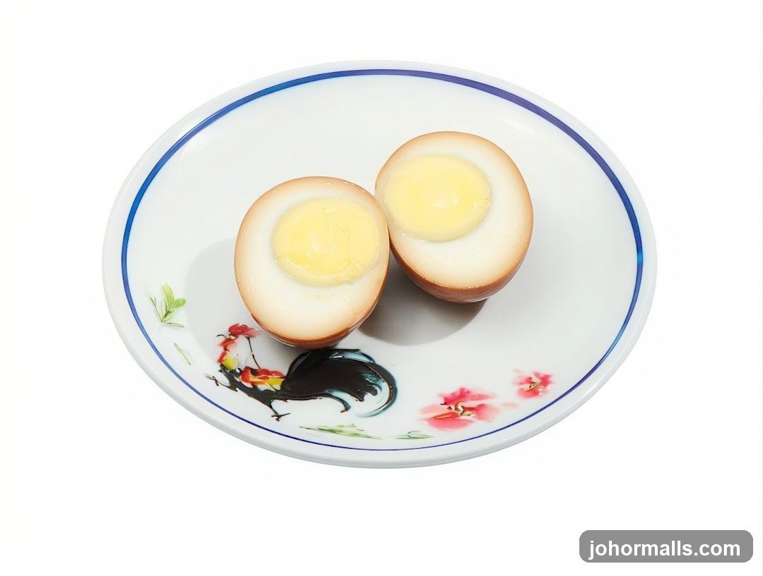 Halved Pickled Eggs on Decorative Plate