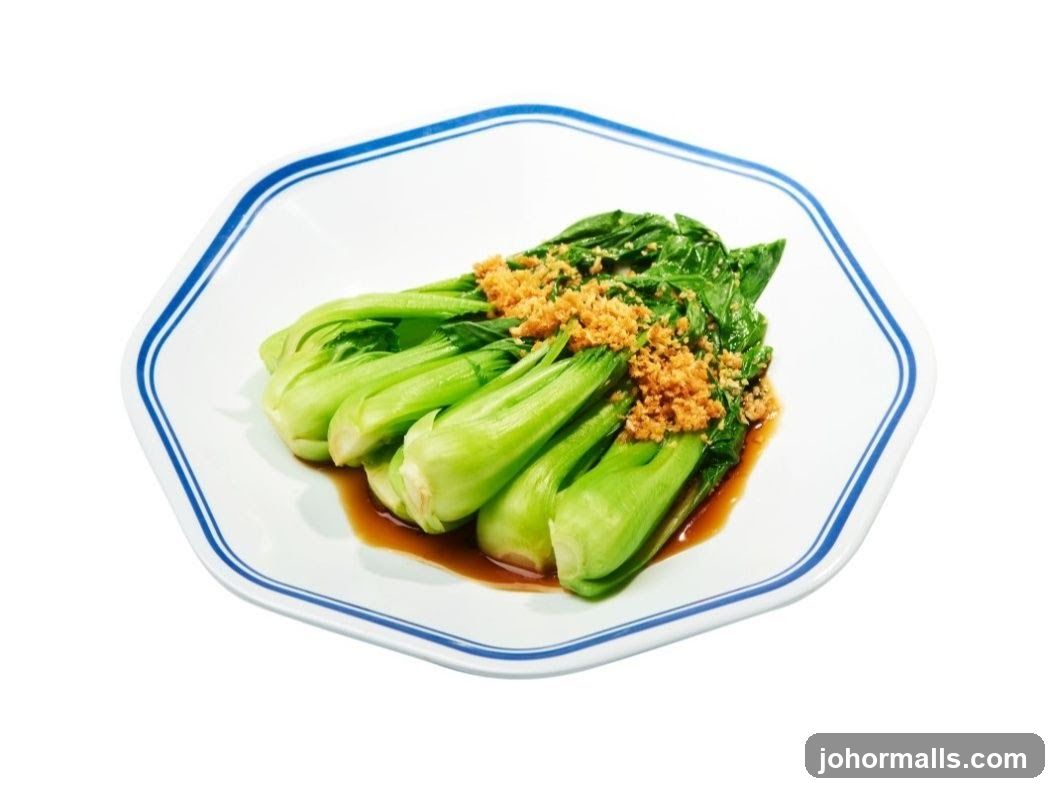 Garnished Bok Choy on Plate