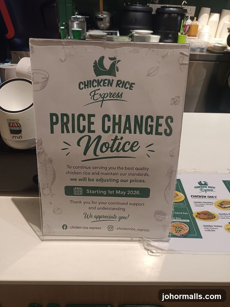 Chicken Rice Express Price Change Notice