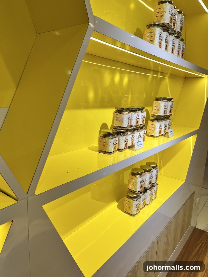 Yellow Display Shelf with Jars