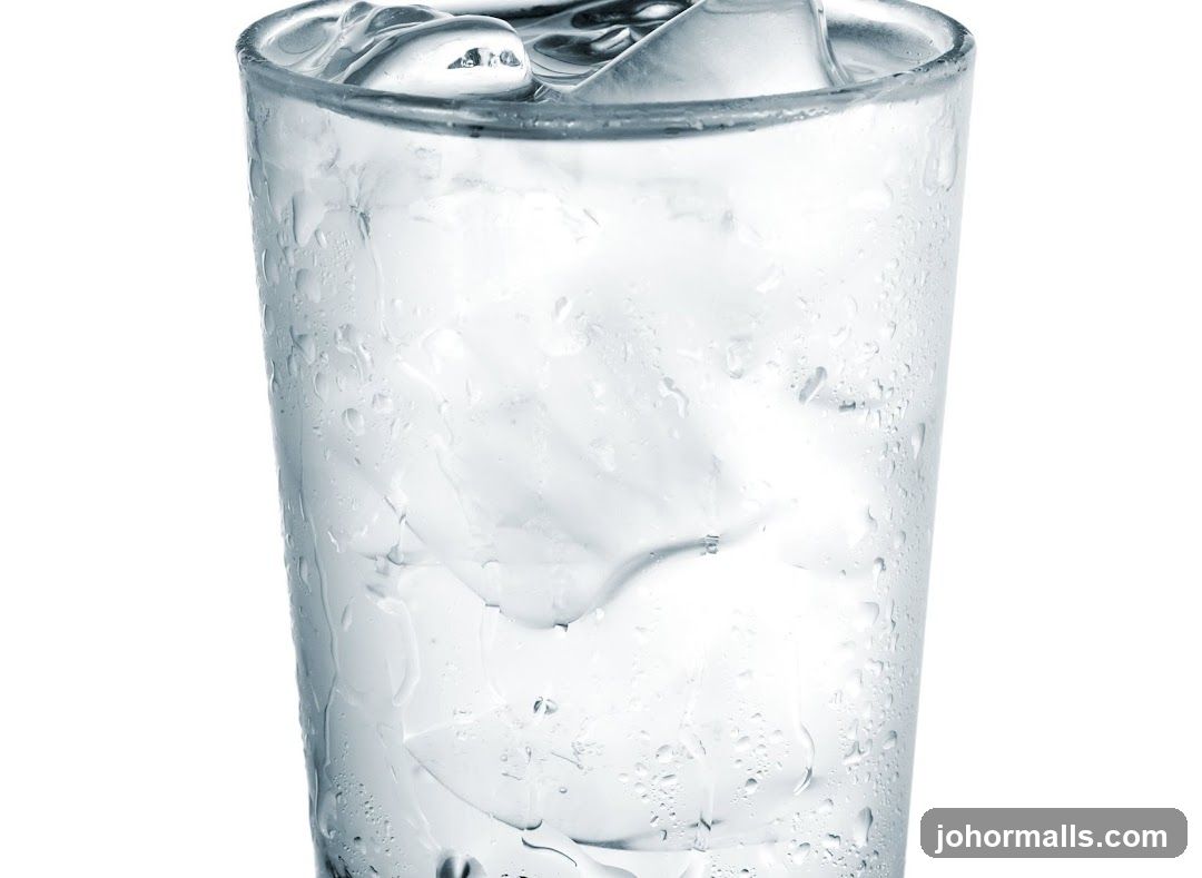 Glass of water with ice