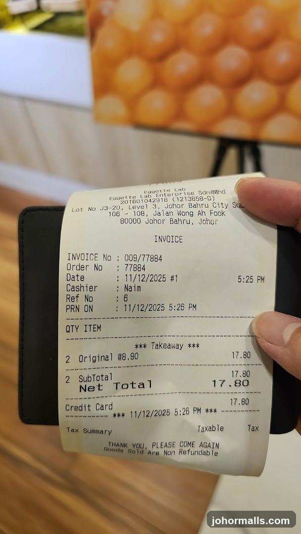 Receipt from Edgette Lab