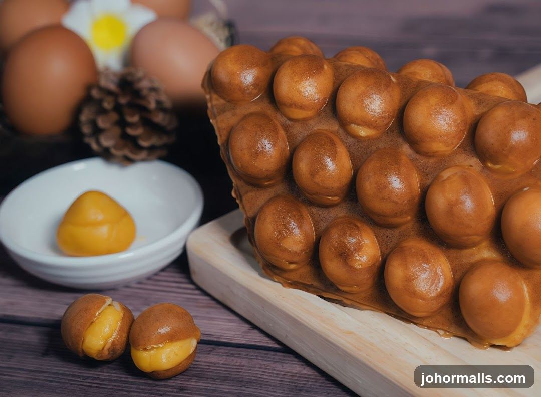 Egg-based dessert with bubble waffle