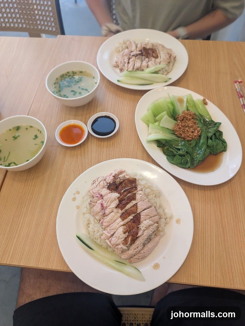 Table Setting with Hainanese Chicken Rice Dishes
