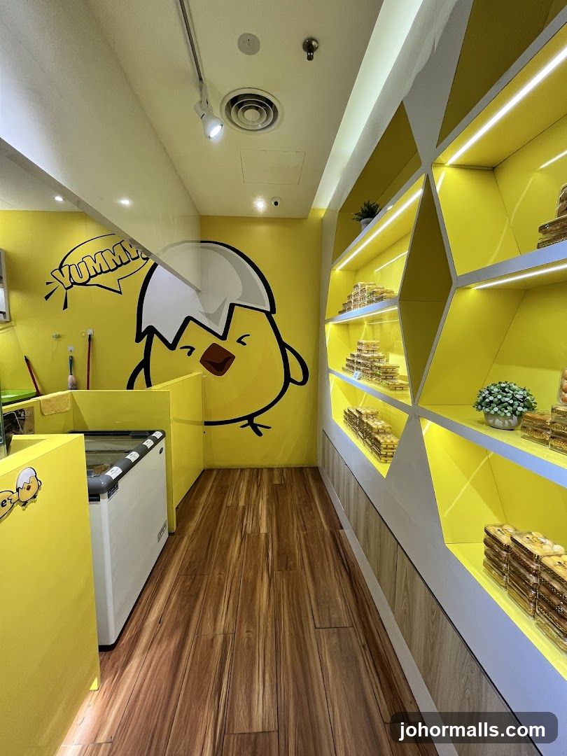 Yellow-themed bakery interior