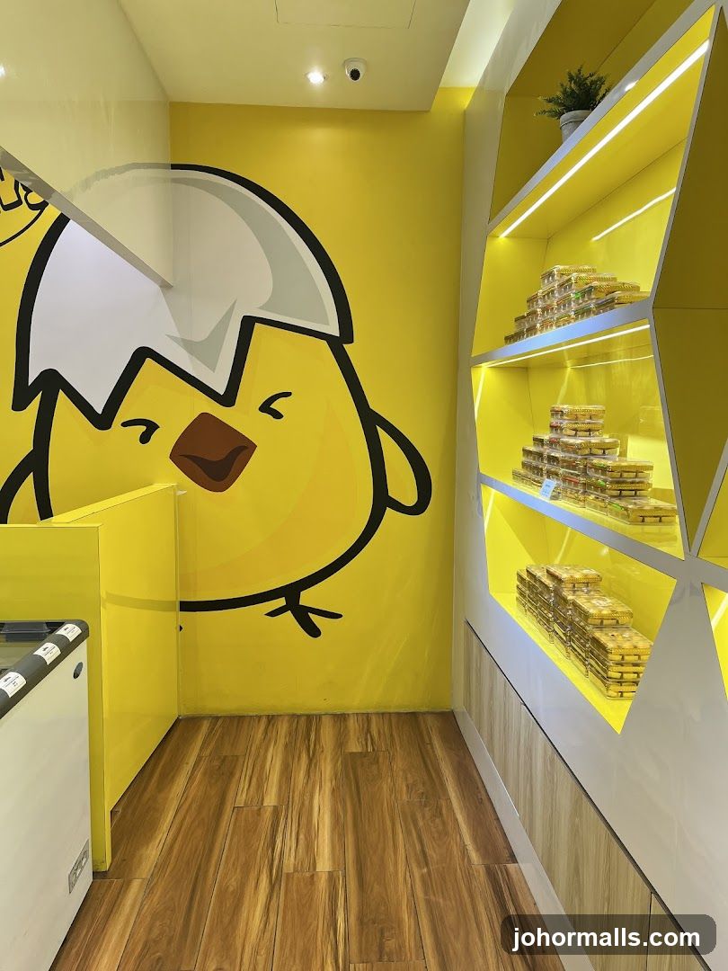 Yellow-themed interior of a store