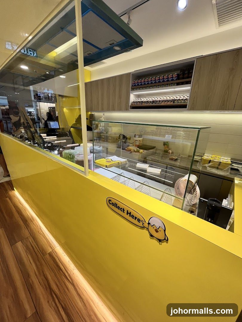 Yellow counter with glass display