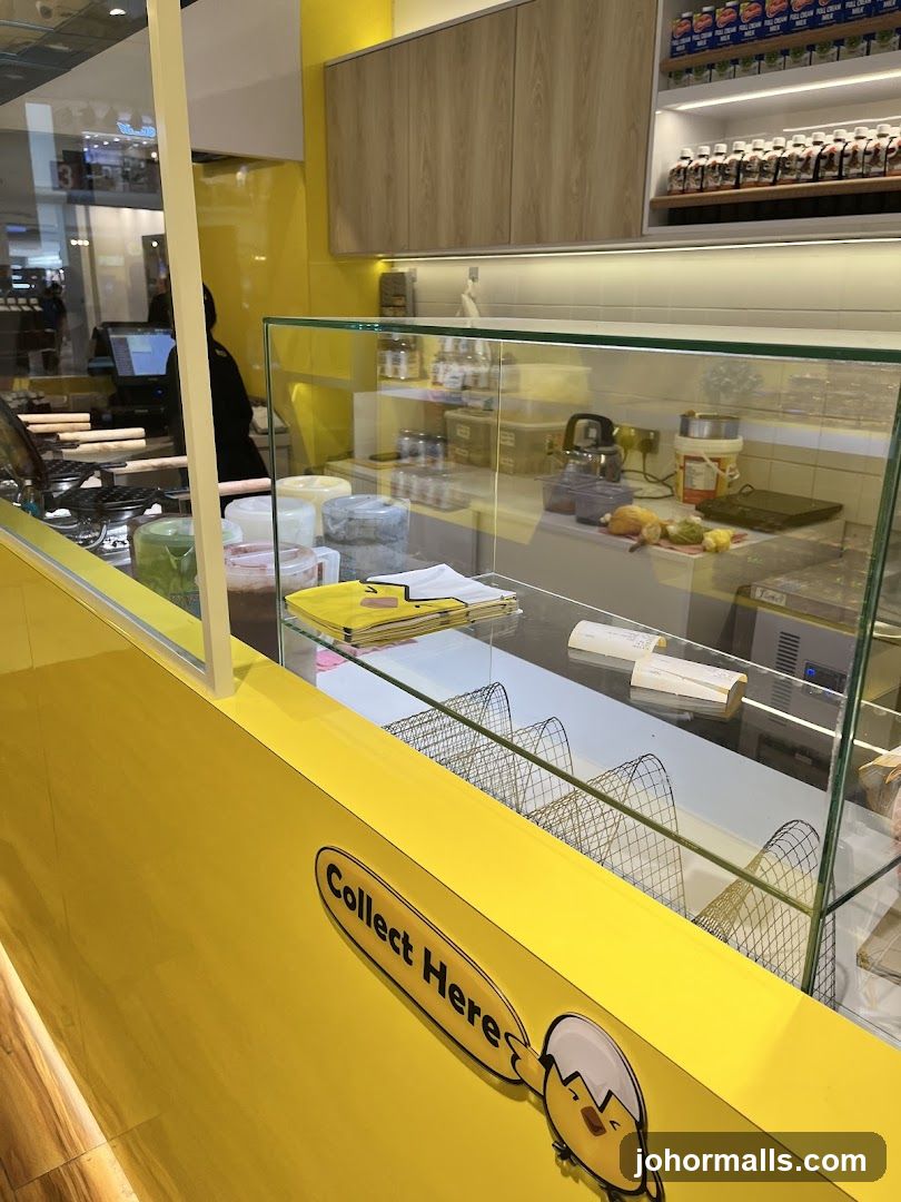 Yellow-themed food counter interior