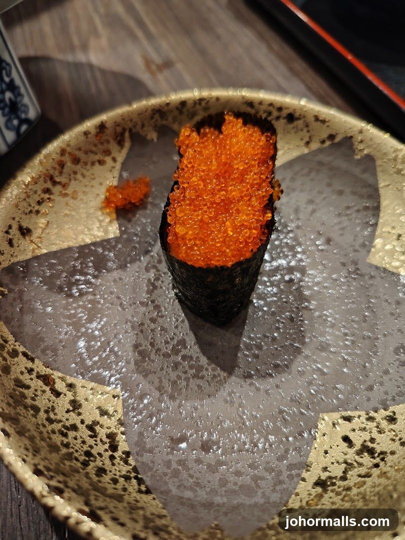 Sushi with Caviar on Ceramic Plate