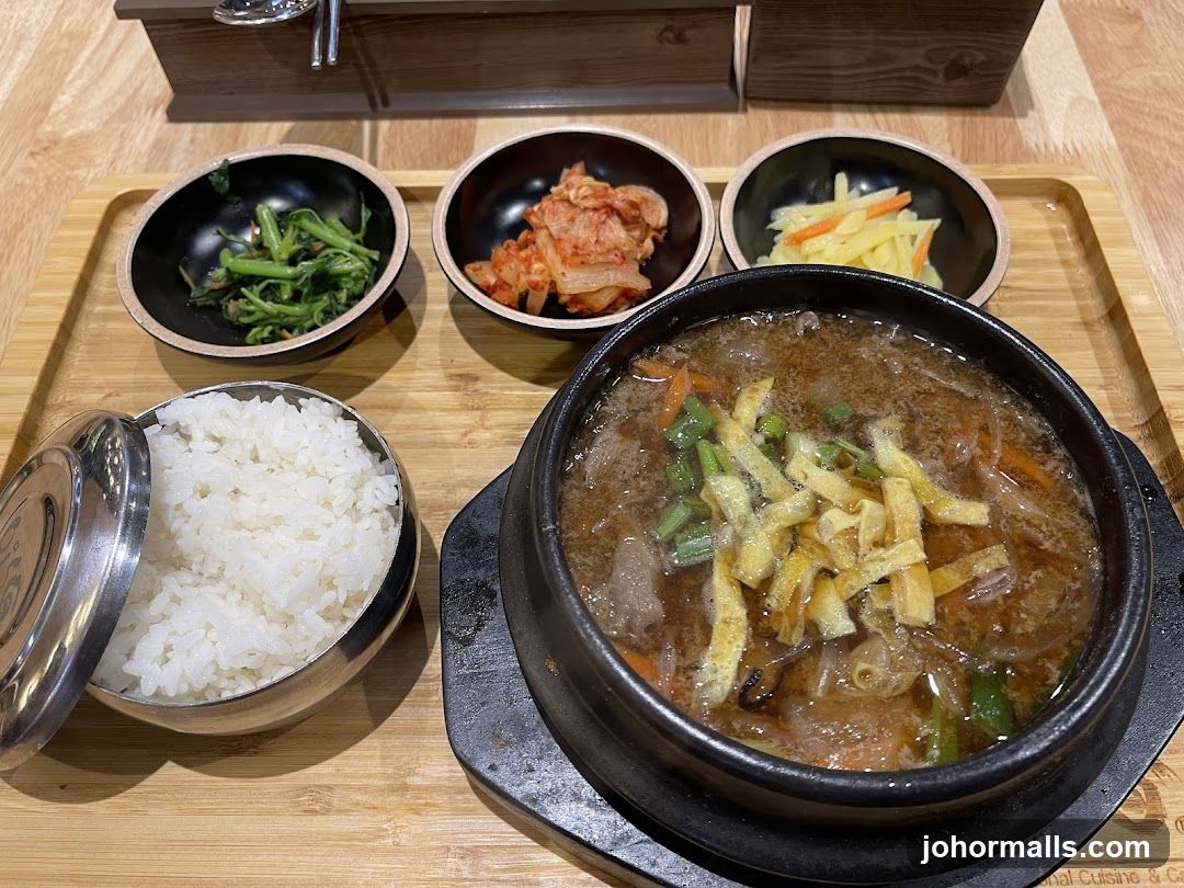 Korean meal served on wooden tray