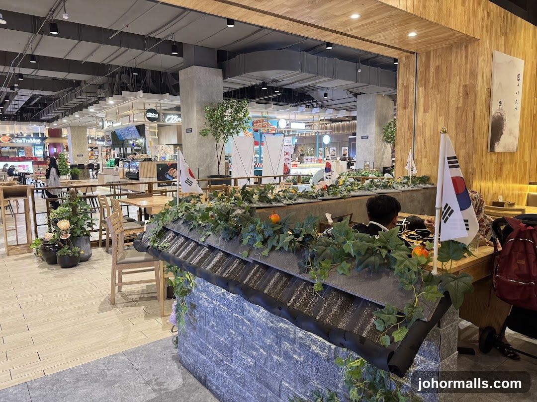 Interior of a shopping mall food court