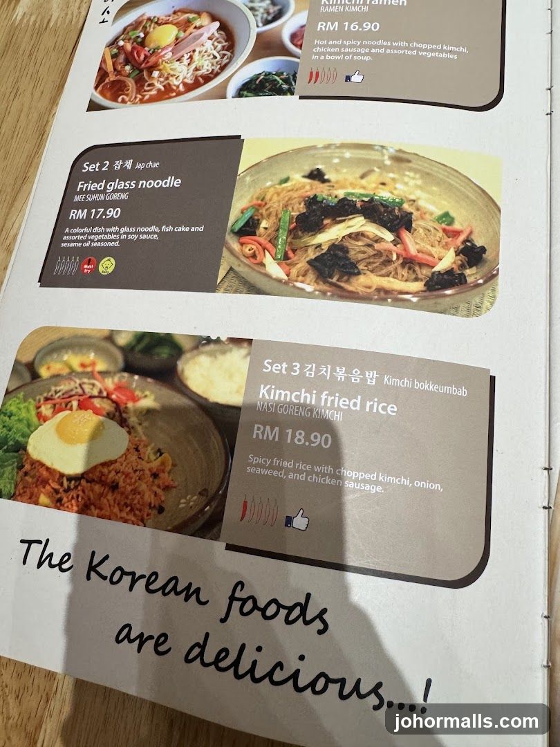 Korean Food Menu Section