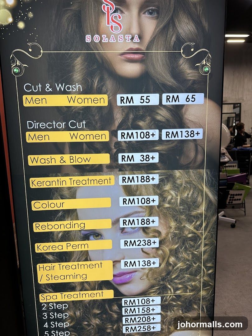 Solasta Hair Salon Menu