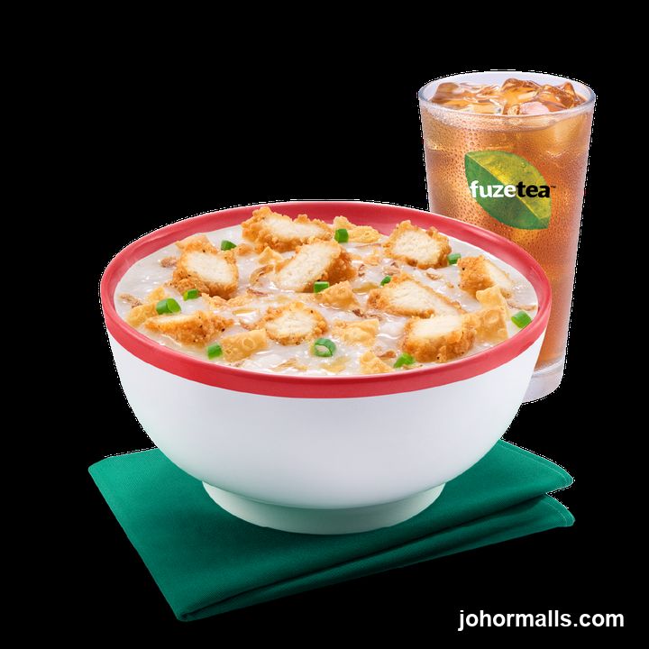 Congee with Fried Chicken and Iced Tea