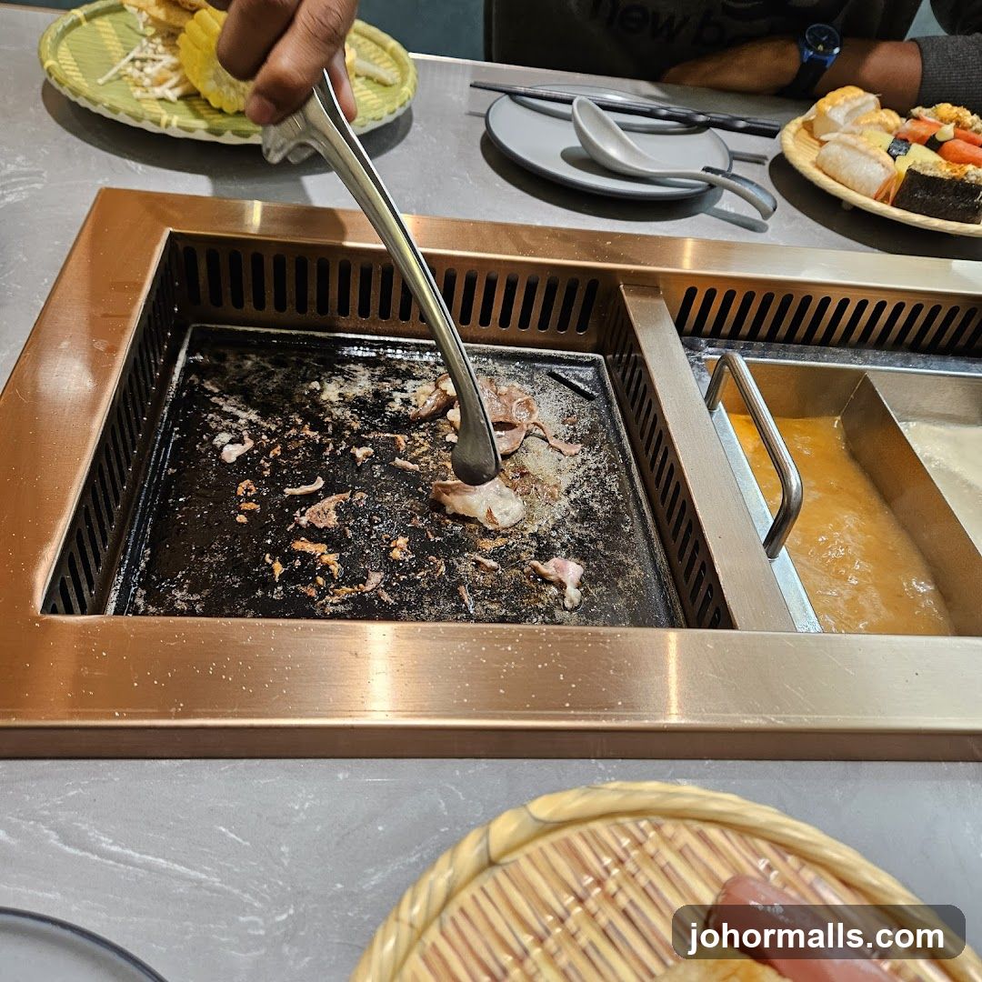 Grilling Meat at a Table