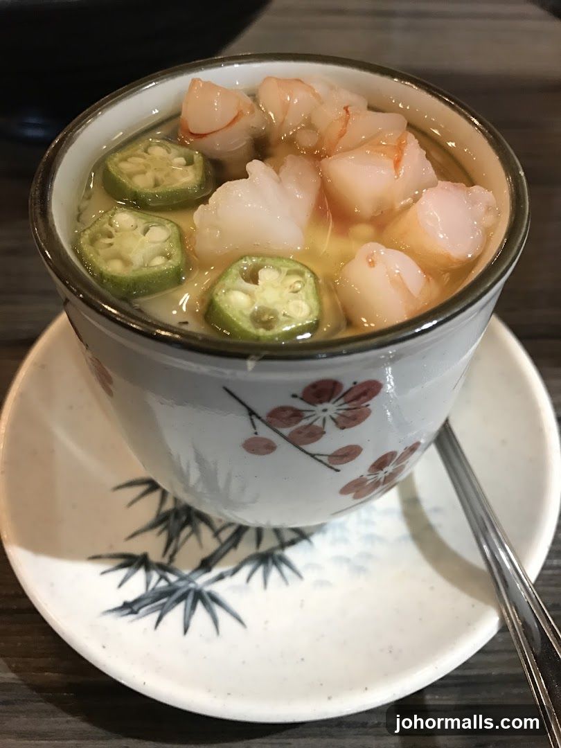Chawanmushi with Shrimp and Okra