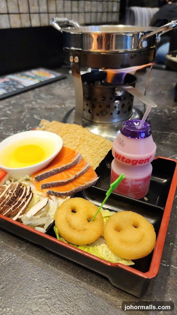 Hot Pot Meal with Salmon and Smiley Fries