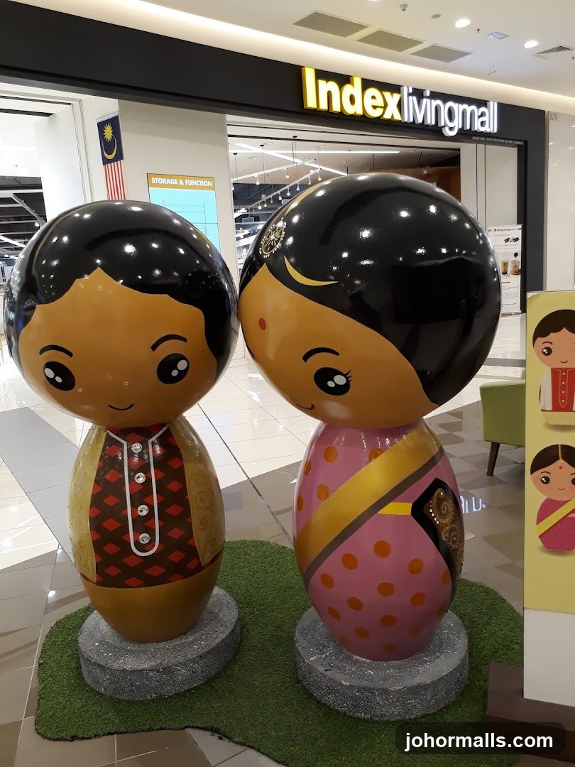 Decorative figures in front of a store