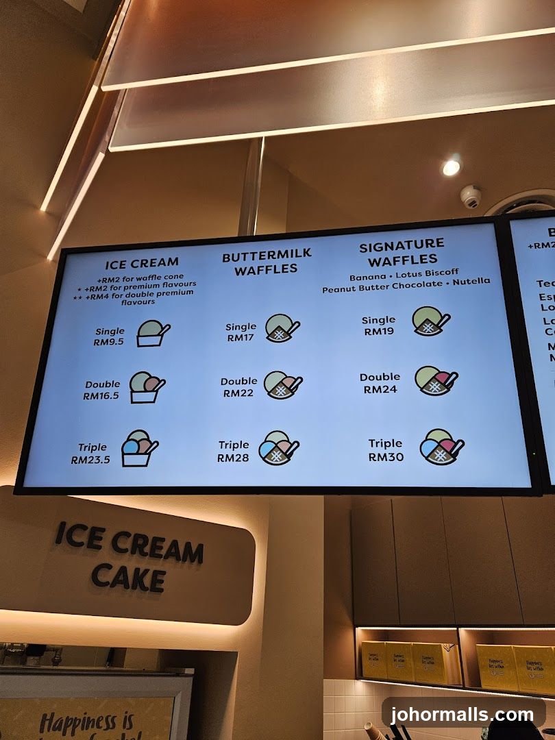 Ice Cream and Waffles Menu