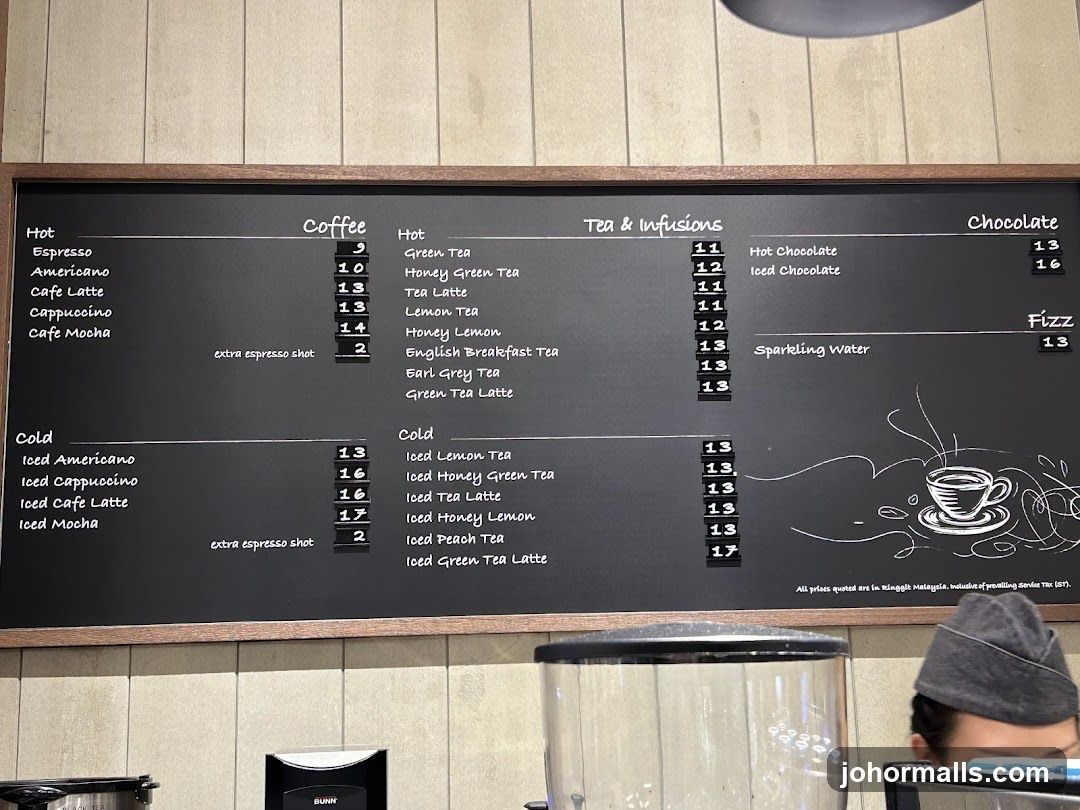 Coffee, Tea & Infusions, Chocolate, and Fizz Menu