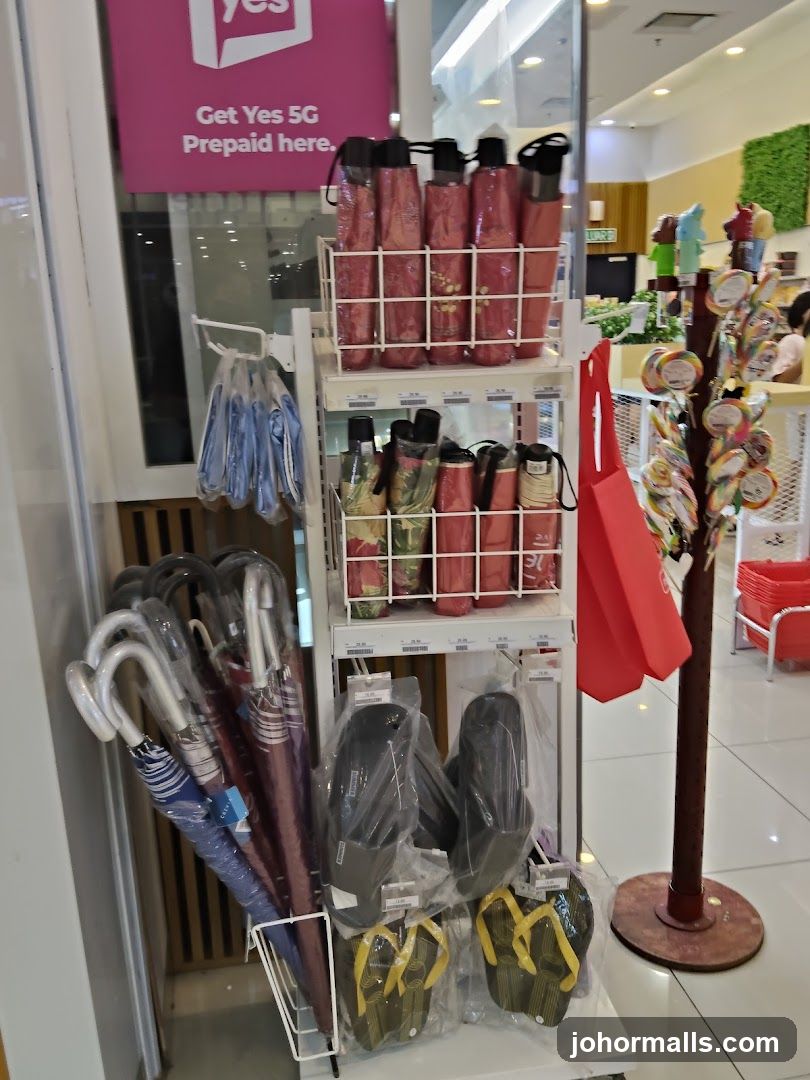 Store Display with Umbrellas, Flip-flops, and Candy