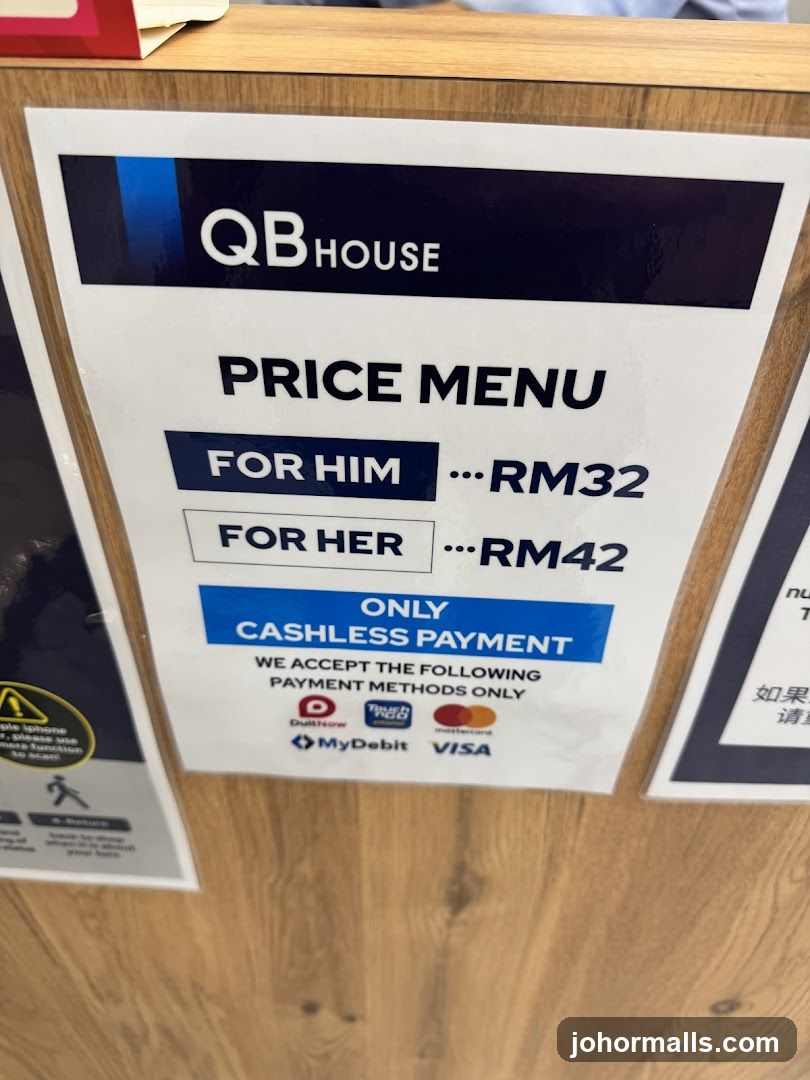 QB HOUSE PRICE MENU