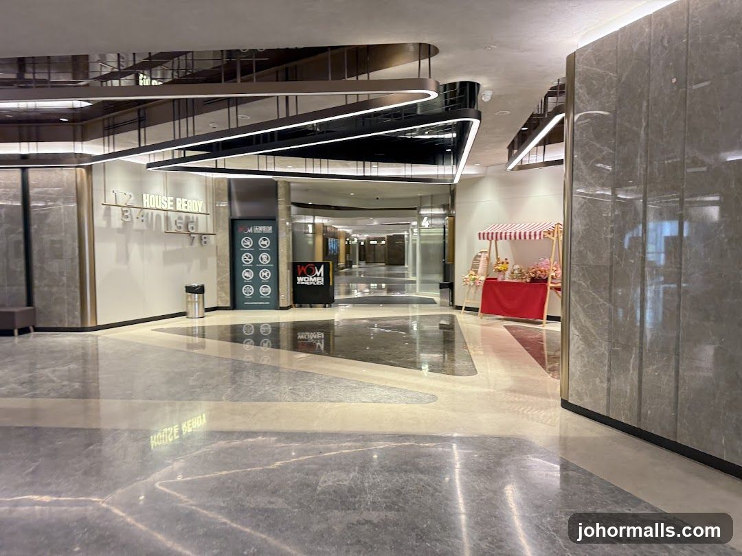 Indoor Mall Hallway with Flower Stand