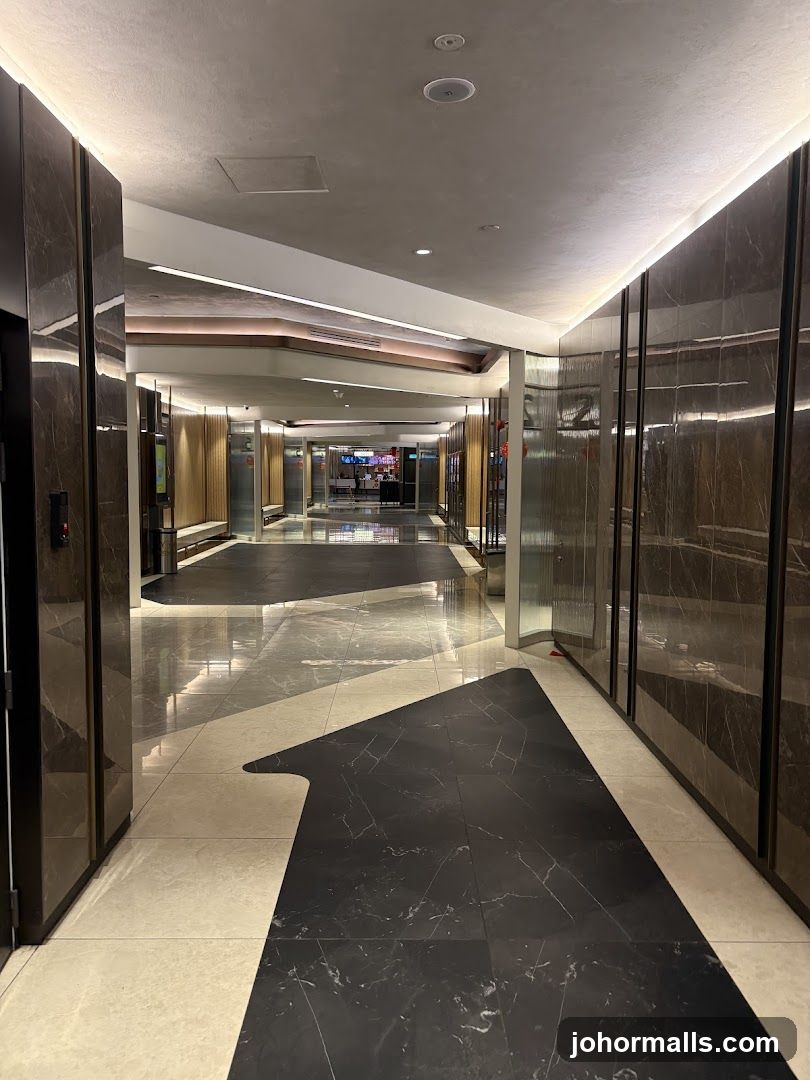 Modern Hallway with Marble Flooring