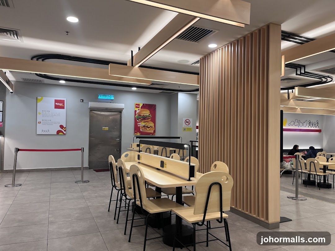 Restaurant Interior with Seating and Posters