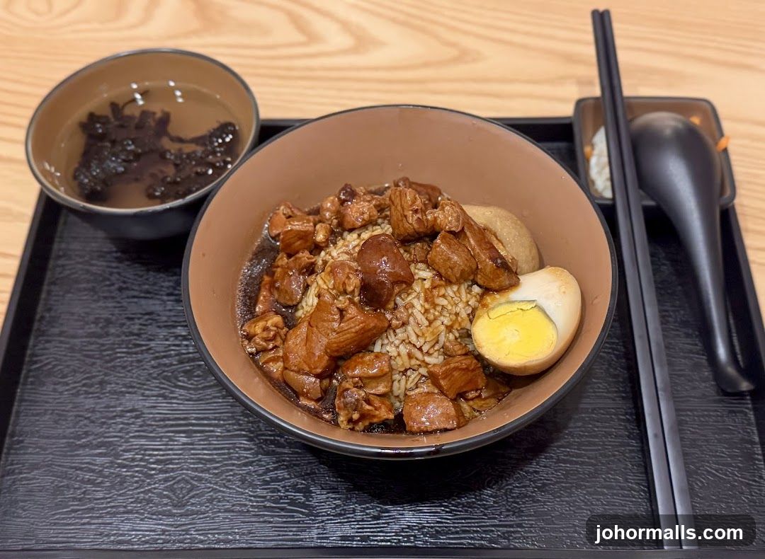 Braised Pork Rice with Egg and Soup
