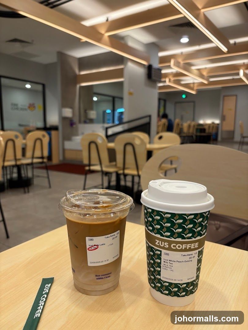 Two coffee drinks on a table