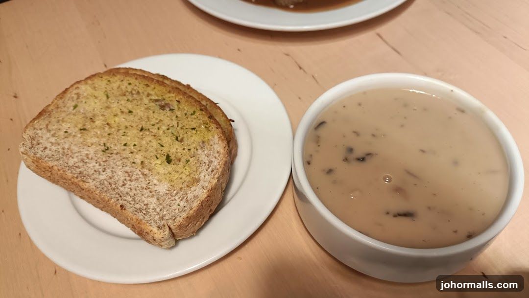 Mushroom Soup and Garlic Bread