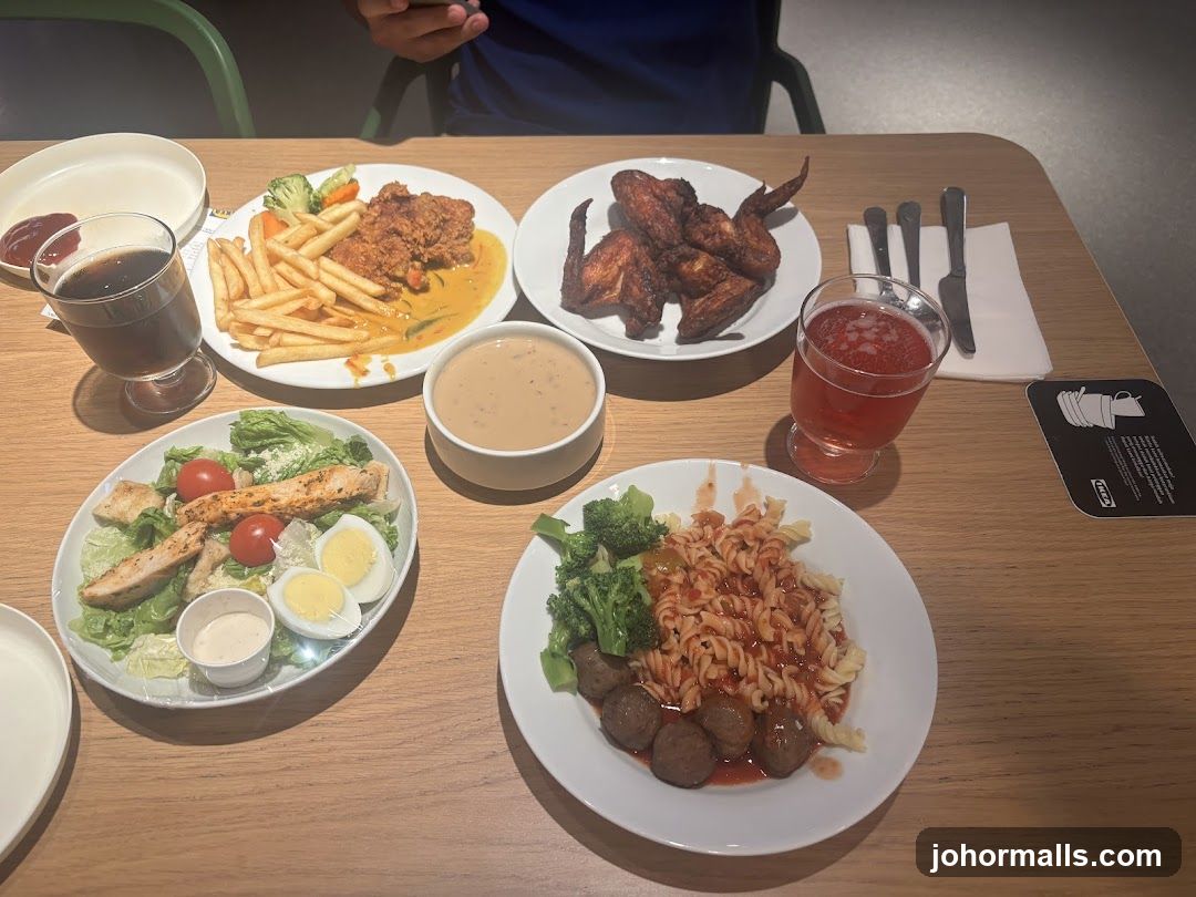 Table with various food items