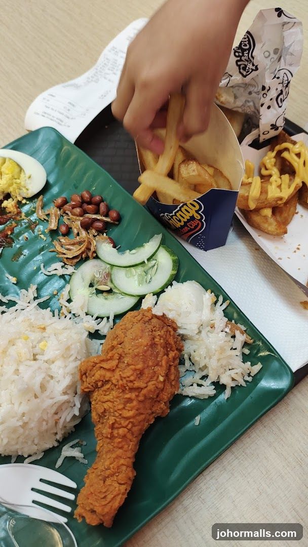 Food Plate with Fried Chicken and Side Dishes