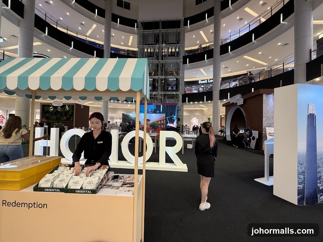 Interior of Multi-Level Mall with Exhibition Booth