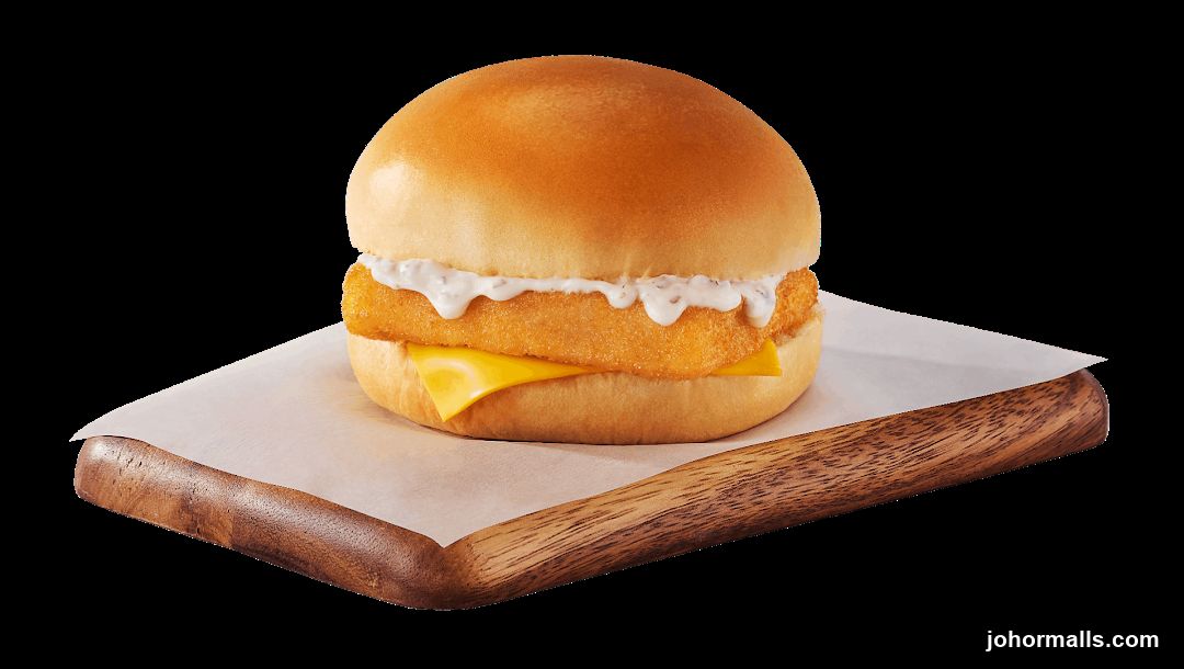 Fish Burger on Wooden Board