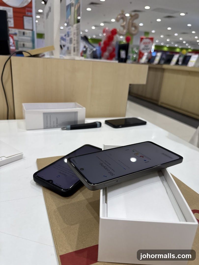 Smartphones being set up