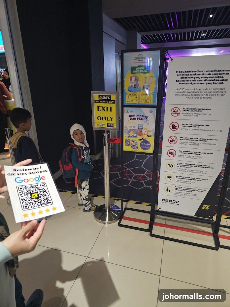 Cinema Entrance with Rules and Promotions