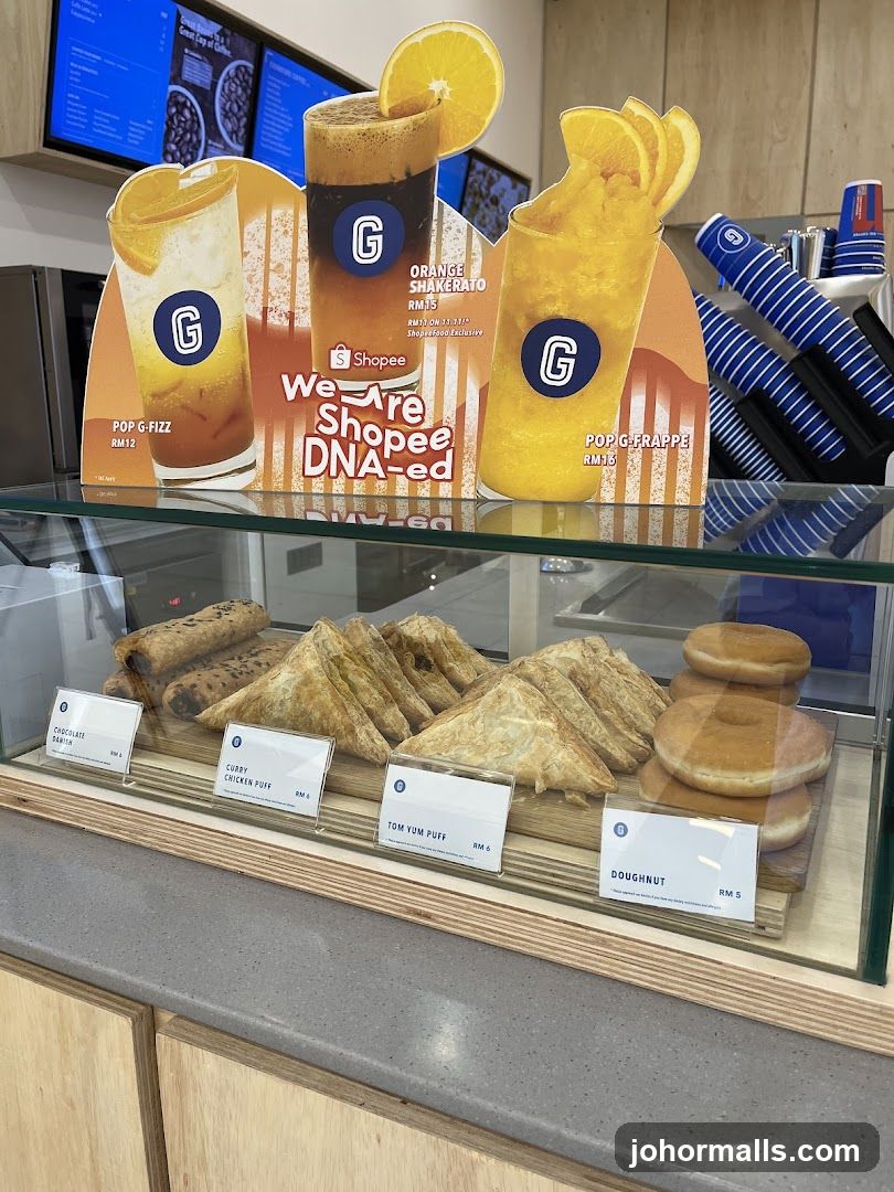 Pastries and Drinks Display