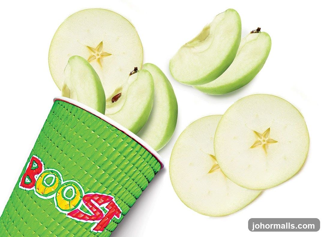 Boost Juice Cup with Apple Slices