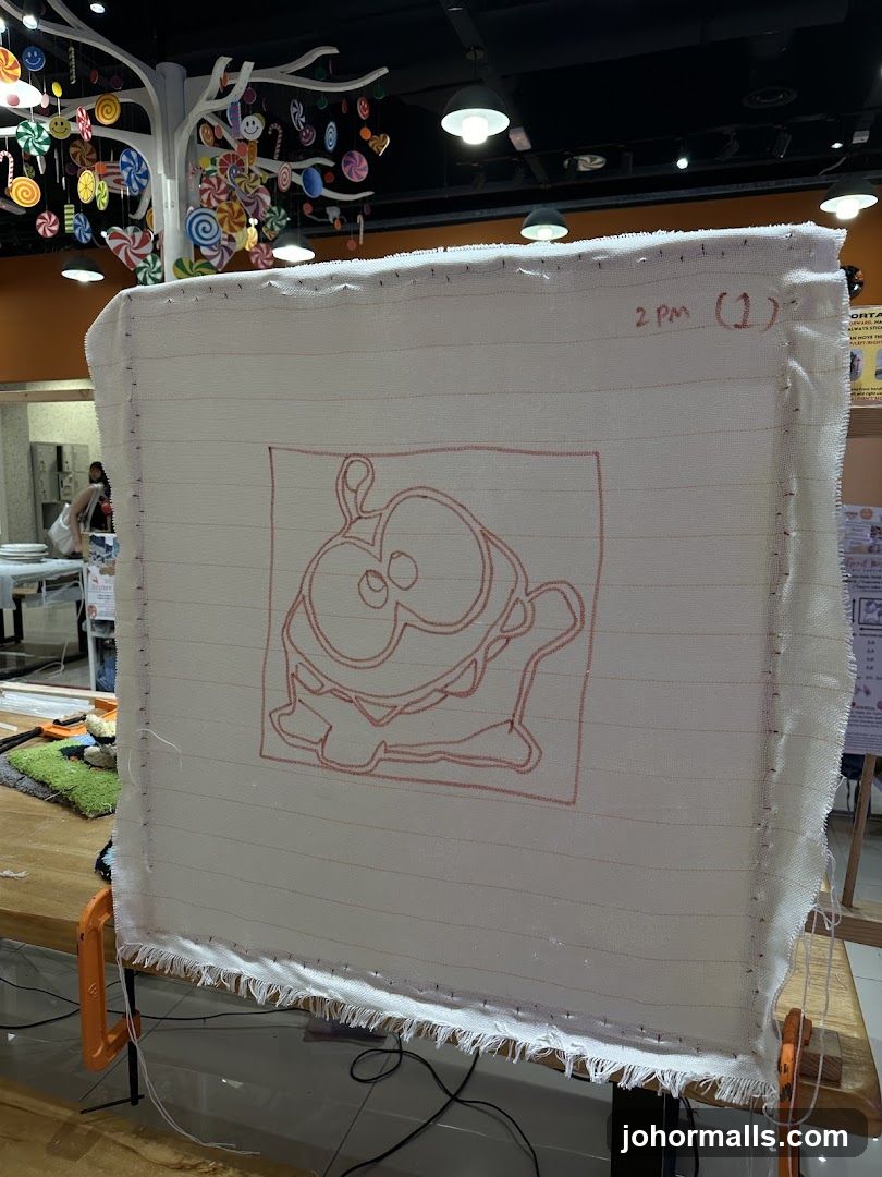 Craft project with cartoon character outline