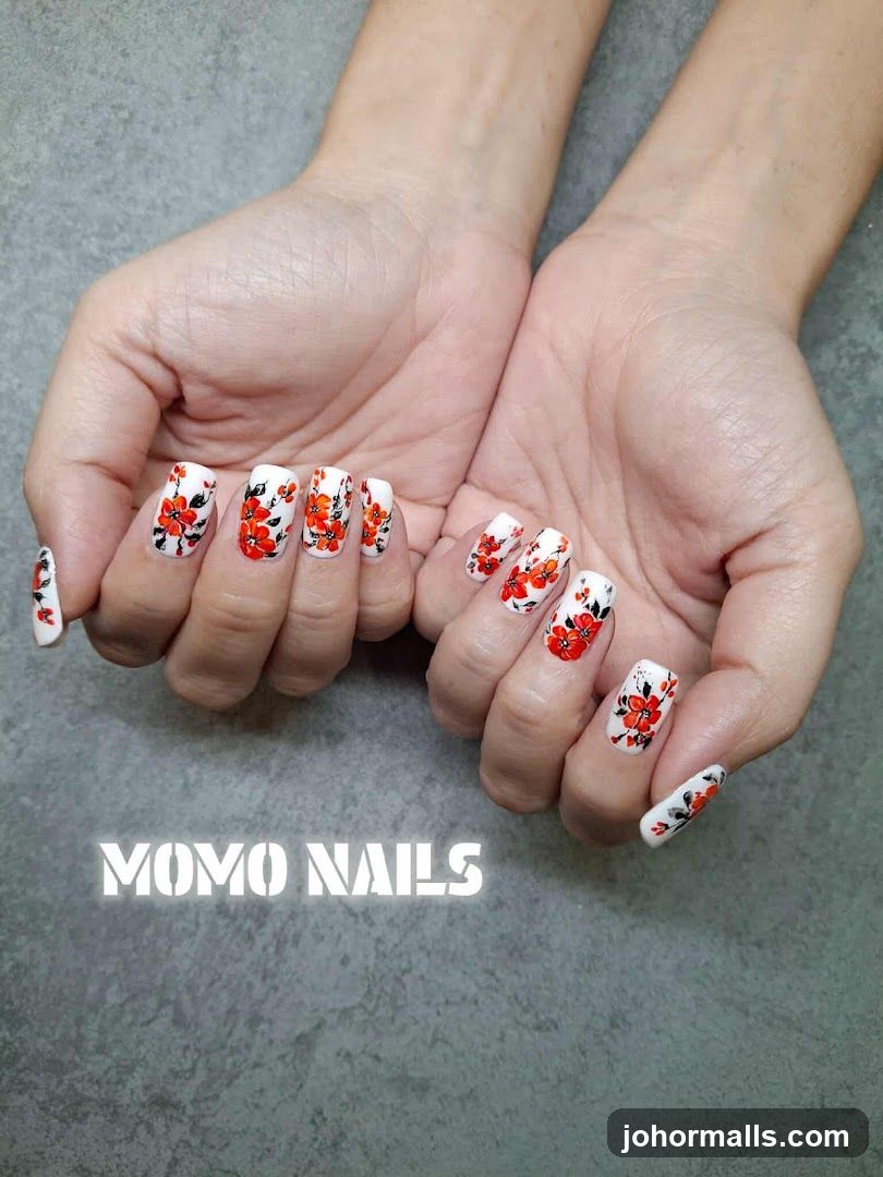 Nails with Floral Design