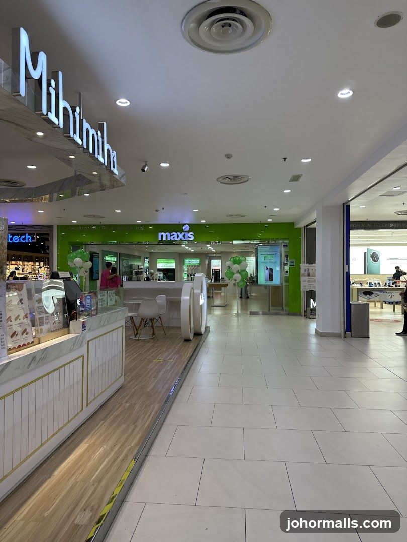 Mall interior with storefronts
