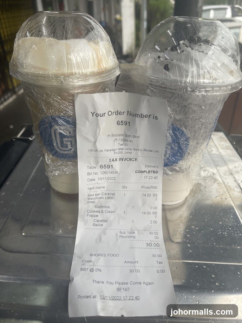 Receipt and drinks