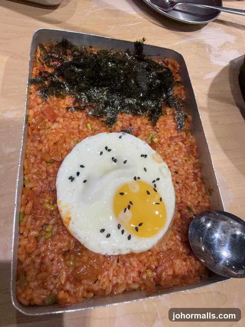 Kimchi Fried Rice with Fried Egg and Seaweed