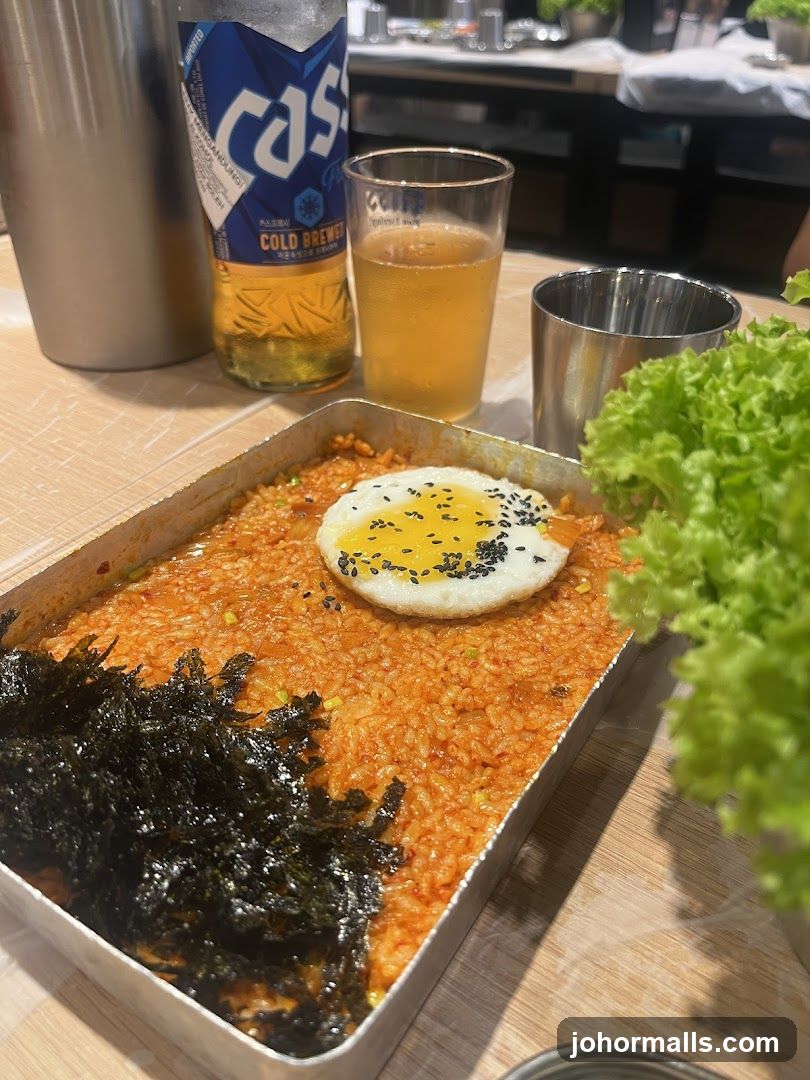 Kimchi Fried Rice with Fried Egg and Seaweed