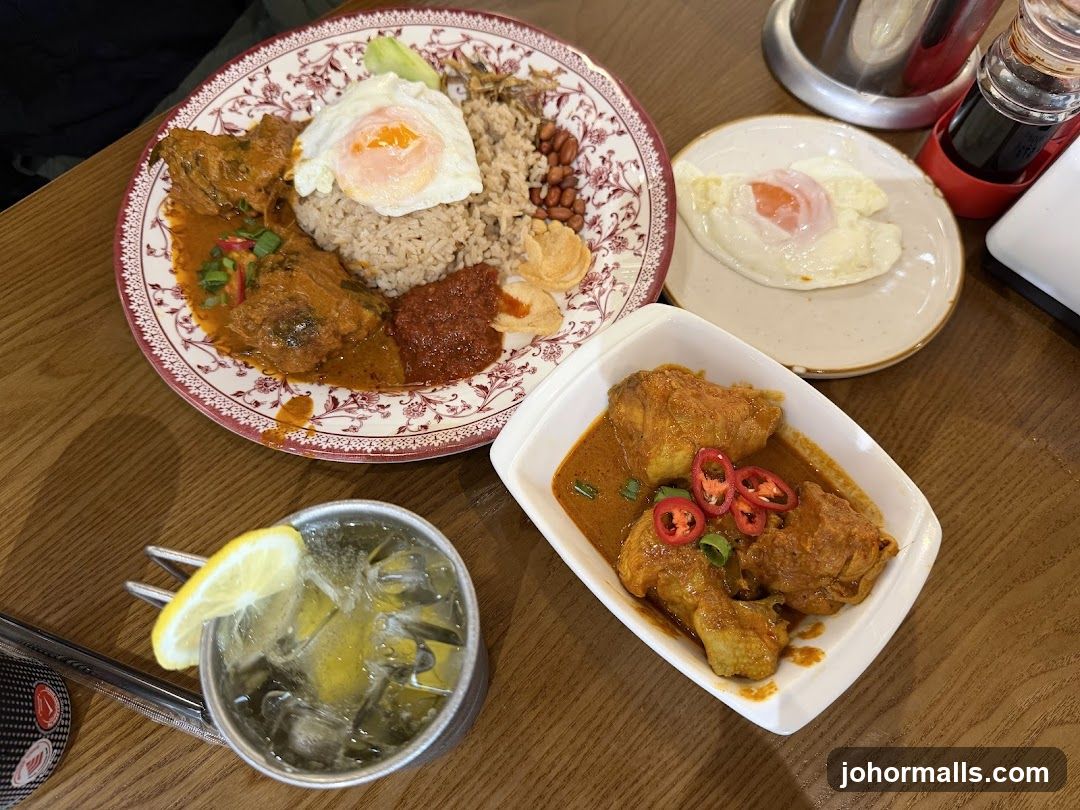 Nasi Lemak and Curry Chicken