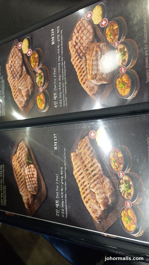 Menu with Pork Belly Sets
