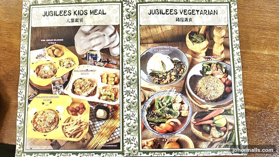 Jubilees Kids Meal and Vegetarian Menu