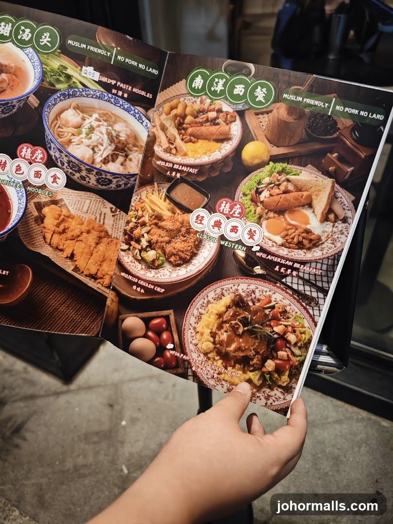 Menu with Asian and Western Dishes